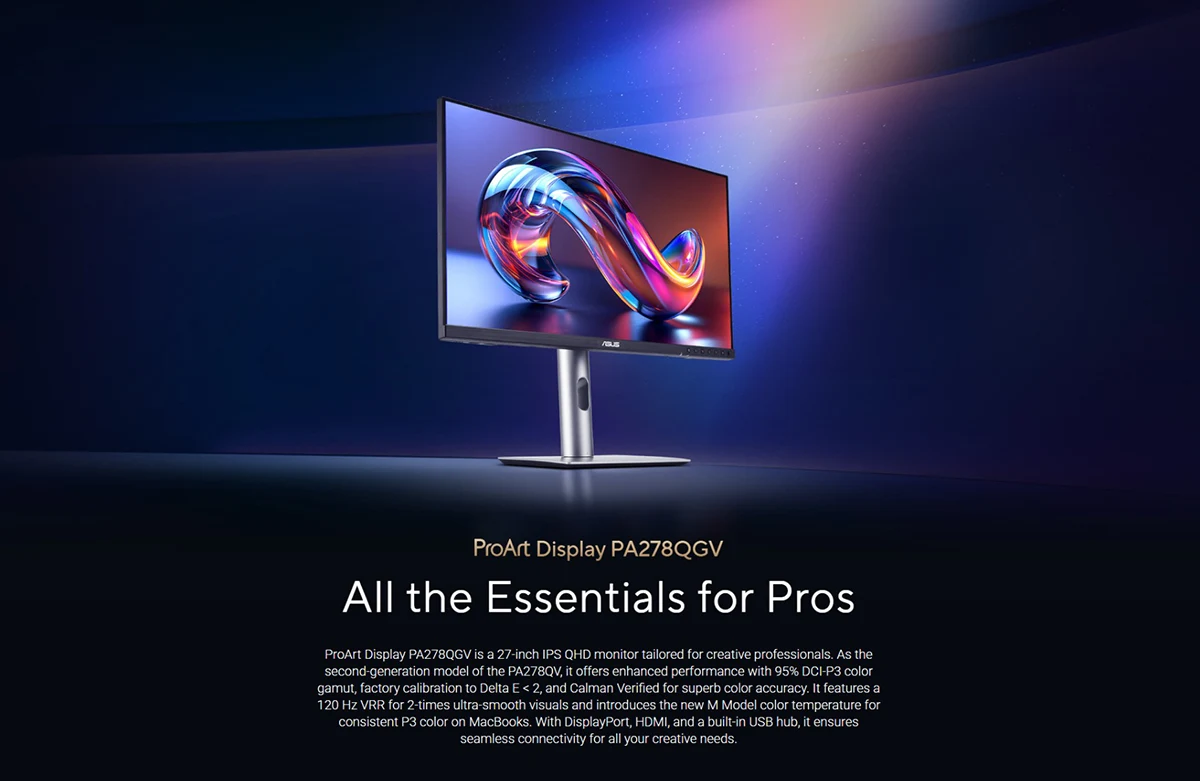 ASUS ProArt Display PA278QV Gen2 (PA278QGV) 27-inch QHD IPS Professional Monitor Price in BD